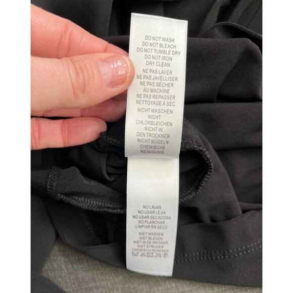 Adrianna Papell Chiffon Overlay Dress Flutter Sleeves Black Midi SZ 12-14 Approx - Picture 11 of 12